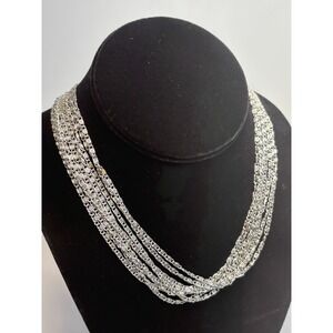 Sarah Coventry Multi Strand Lightweight Necklace Silver Tone Vintage